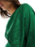 Flounce London Tall satin maxi dress with kimono sleeve in emerald green