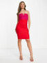 Фото #3 товара Vesper bandeau mini dress with notch detail in red and pink colour block