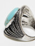 Фото #2 товара ASOS DESIGN wide ring with faux turquoise stone in burnished silver tone