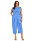 ფოტო #4 პროდუქტის Plus Size Scuba-Crepe Cropped Tie-Waist Jumpsuit