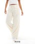 Vero Moda Petite wide leg tie waist trousers with textured applique in cream