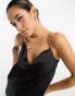 Фото #3 товара River Island satin cowl neck cami top with chain straps in black