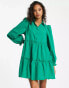 Фото #1 товара Miss Selfridge poplin smock shirt dress in green