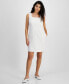 Фото #1 товара Women's Square Neck Sleeveless Linen-Blend Shift Dress, Created for Macy's