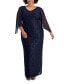 Фото #1 товара Plus Size Embellished 3/4-Sleeve Lace Gown