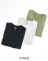 Фото #1 товара Polo Ralph Lauren 3 pack lounge t-shirts with logo in black khaki grey