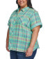 ფოტო #4 პროდუქტის Plus Size Plaid Short-Sleeve Camp Shirt