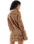 YAS knitted jumper co-ord in brown tonal leopard print - CAMEL