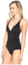 Tommy Bahama Womens 189632 Pearl V-Neck One Piece Swimsuit Black Size 12