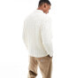 ONLY & SONS long sleeve cable knit shirt in white Altweiß, S - фото #3