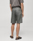 Фото #6 товара Men's Slim Fit 100% Linen Bermuda Shorts