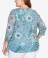 ფოტო #2 პროდუქტის Plus Size Hummingbird Ocean Garden Mesh Top