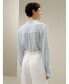 ფოტო #3 პროდუქტის Silk V-neck Ribbon Blouse for Women