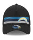 Фото #2 товара Men's Black Los Angeles Chargers Flawless Stripe 39THIRTY Flex Hat