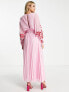 ASOS DESIGN Tall batwing plunge pleated maxi dress with embroidery in pink