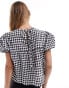 Фото #7 товара ASOS DESIGN babydoll smock dress with puff sleeve in black gingham