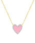 Фото #1 товара Macy's diamond Pink Enamel Heart "Loved" 18" Pendant Necklace (1/8 ct. t.w.) in 14k Gold-Plated Sterling Silver