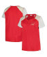 Фото #1 товара Women's Red, Gray Distressed Cincinnati Reds Plus Size Henley T-shirt
