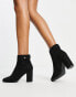 New Look suedette heeled boots in black