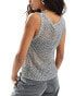 Фото #2 товара Monki metallic yarn open knitted tank top in silver