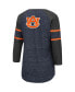 ფოტო #3 პროდუქტის Women's Navy/Heathered Charcoal Auburn Tigers Scienta Pasadena Raglan 3/4 Sleeve Space Dye Lace-Up T-shirt