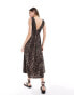 ASOS DESIGN v neck with full hem midaxi dress in leopard print Леопардовый, 42 - фото #4