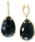 ფოტო #1 პროდუქტის EFFY® Onyx & Diamond (1/4 ct. t.w.) Pear Halo Drop Earrings in 14k Gold