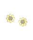 ფოტო #3 პროდუქტის Tiny Petite CZ Cubic Zirconia Accent Dainty Real 14K Yellow Gold Sunflower Daisy Flower Stud Earrings For Women Teen Secure Clutch Screw back