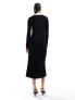 Nobody's Child Peyton long sleeve contrast knit midi dress in black