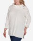 Plus Size Split Cowl Neck Solid Textural Knit Top