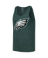 Фото #3 товара Men's Threads Jalen Hurts Midnight Green Philadelphia Eagles Player Name and Number Tri-Blend Tank Top