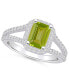 ფოტო #2 პროდუქტის Peridot (1-3/4 ct. t.w.) and Diamond (1/2 ct. t.w.) Halo Ring in 14K White Gold