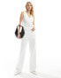 Фото #3 товара 4th & Reckless Tall exclusive tailored linen look cross back waistcoat co-ord in white