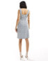 Closet London A-Line dress in baby blue tweed check co-ord