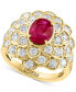 Фото #1 товара EFFY® Ruby (1-3/8 ct. t.w.) & Diamond (1-1/2 ct. t.w.) Flower Ring in 14k Gold