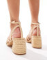 Stradivarius rope detail heeled sandal in ecru 36 - фото #2