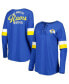 ფოტო #2 პროდუქტის Women's Royal Los Angeles Rams Athletic Varsity Lace-Up Long Sleeve T-shirt