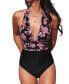 ფოტო #1 პროდუქტის Women's Retro Boho Plunging Halterneck Tummy Control One-Piece