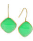 ფოტო #1 პროდუქტის Dyed Green Jade Drop Earrings in 14k Gold-Plated Sterling Silver