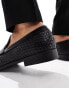 London Rebel X wide fit faux leather woven loafers in black