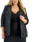 Фото #3 товара Plus Size Faux-Leather Blazer, Created for Macy's