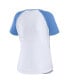 Women's White Distressed North Carolina Tar Heels Baseball Logo Raglan Henley T-shirt