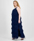 ფოტო #3 პროდუქტის Trendy Plus Size V-Neck Sleeveless Ruffle-Trim Gown