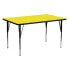 Фото #1 товара 24''W X 60''L Rectangular Yellow Hp Laminate Activity Table - Standard Height Adjustable Legs