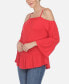 Фото #3 товара Women's Cold Shoulder Ruffle Sleeve Top