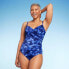 Фото #1 товара Women's UPF 50 Twist-Front Over the Shoulder One Piece Swimsuit - Aqua Green