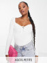 Фото #1 товара ASOS DESIGN Petite knitted top with sweetheart neck and lace up front detail in white