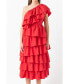 Women's One Shoulder Tiered Midi Dress