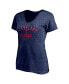 Фото #3 товара Women's Heathered Navy Cleveland Guardians Old Time Favorite V-Neck T-shirt