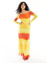 Фото #1 товара Vero Moda off shoulder mesh dress in sunset ombre stripe